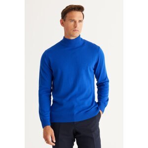 ALTINYILDIZ CLASSICS Men's Saxe Blue Non-Pilling Standard Fit Normal Cut Half Turtleneck Knitwear Sweater