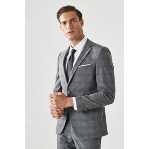 ALTINYILDIZ CLASSICS Men's Gray Extra Slim Fit Slim Fit Mono Collar Checkered Suit