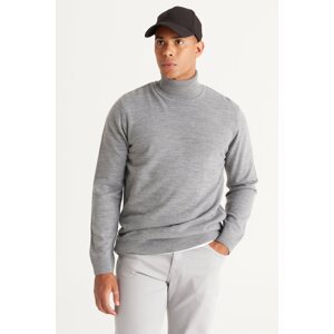 ALTINYILDIZ CLASSICS Men's Gray Melange Standard Fit Normal Cut Anti-Pilling Full Turtleneck Knitwear Sweater