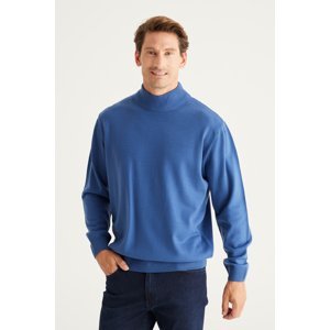 ALTINYILDIZ CLASSICS Men's Indigo Anti-Pilling Standard Fit Normal Cut Half Turtleneck Knitwear Sweater