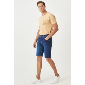 AC&Co / Altınyıldız Classics Men's Navy Blue Comfort Fit Relaxed Fit 5-Pocket Flexible Denim Jeans Shorts