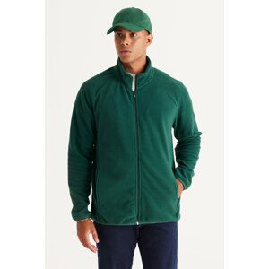 AC&Co / Altınyıldız Classics Men's Green Anti-pilling Anti-Pilling Standard Fit High Bato Collar Sweatshirt Fleece Jacket