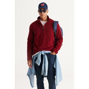 AC&Co / Altınyıldız Classics Men's Burgundy Anti-pilling Anti-Pilling Heat-Proof Standard Fit High Neck Fleece Sweatshirt