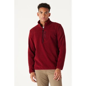 AC&Co / Altınyıldız Classics Men's Burgundy Standard Fit Regular Fit Zippered High Bato Neck Heat-Proof Fleece Sweatshirt