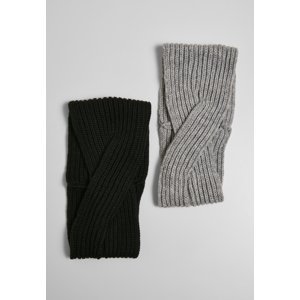 Knitted headband in 2 packs black/grey