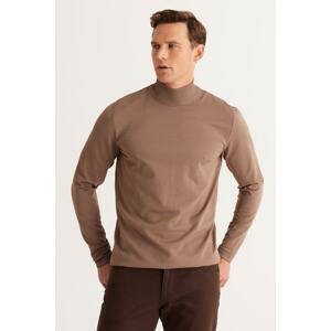 ALTINYILDIZ CLASSICS Men's Mink Standard Fit Normal Cut Half Turtleneck Knitwear Sweater