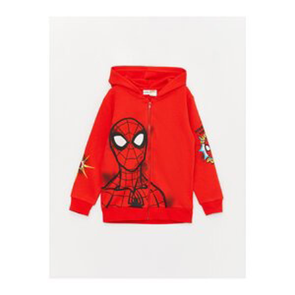 LC Waikiki Boys Hooded Spiderman Printed Long Sleeve Zipper Sweatshirt