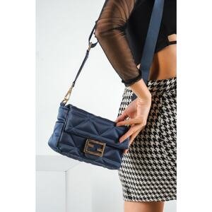 Capone Outfitters Capone Ibiza Satin Quilted Patterned Navy Blue Women's Bag