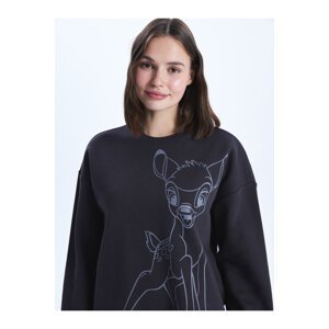 LC Waikiki Women's Crew Neck Bambi Printed Long Sleeve Oversize Sweatshirt
