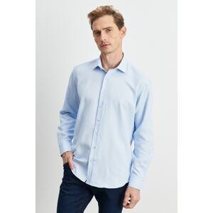 ALTINYILDIZ CLASSICS Men's Light Blue Comfort Fit Relaxed Fit Classic Collar Dobby Shirt