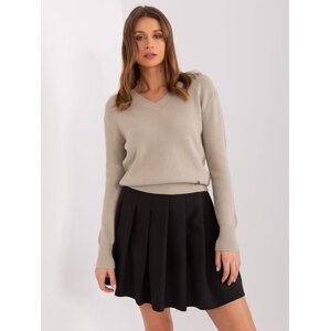 Beige knitted sweater with viscose