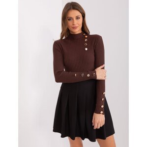 Dark brown, elegant, ribbed knitted sweater