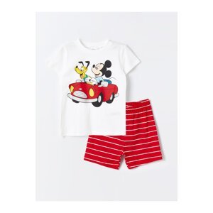 LC Waikiki Crew Neck Short Sleeve Mickey Mouse Printed Baby Boy Shorts Pajama Set