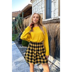 Trend Alaçatı Stili Women's Yellow Waist Gimped Cachet Mini Skirt