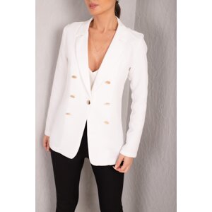 armonika Women's White Buttoned Jacket