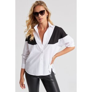 Cool & Sexy Women's White Blocked Shirt