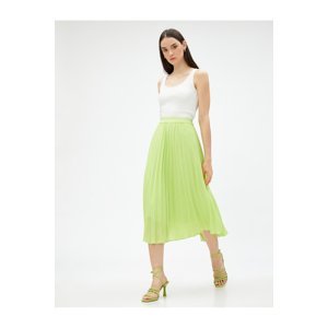 Koton Pleated Skirt Midi Length Chiffon Elastic Waist