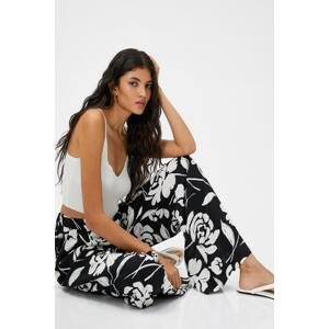 Koton Silky Textured Floral Palazzo Trousers