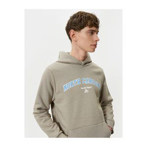 Koton Hooded Sweat College Printed Kangaroo Pocket Detailed Ribbed