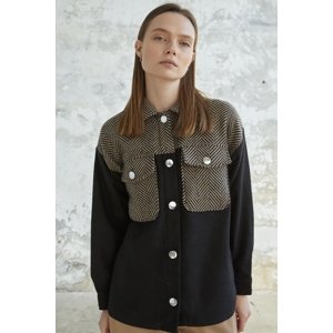 InStyle Herringbone Patterned Pocket Cachet Jacket - Camel