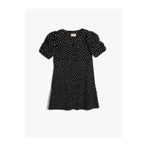 Koton Polka Dot Dress Balloon Sleeve Button Closure Viscose Fabric