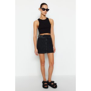 Trendyol Black Accessory Detail Mini Normal Waist Denim Skirt