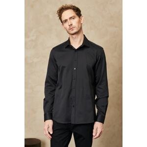 ALTINYILDIZ CLASSICS Men's Black Slim Fit Slim Fit Classic Collar Dobby Shirt