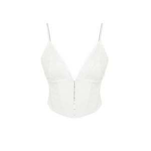 Trendyol Birdal White Crop Lined Woven Agraphed Lace Bustier