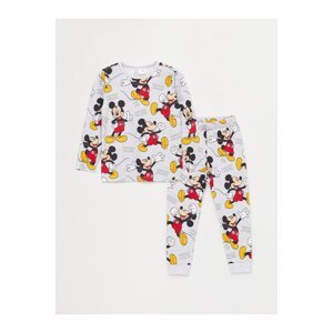 LC Waikiki Crew Neck Long Sleeve Mickey Mouse Printed Baby Boy Pajamas Set