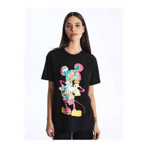 LC Waikiki Women's Crew Neck Mickey and Friends Printed Short Sleeve T-Shirt