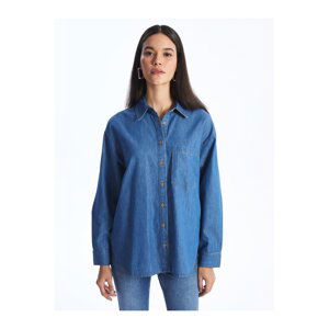 LC Waikiki Women's Plain Long Sleeve Oversize Jean Shirt