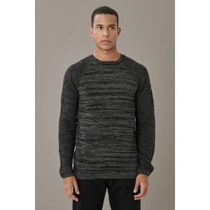 AC&Co / Altınyıldız Classics Men's Black Standard Fit Normal Cut Crew Neck Knitwear Sweater
