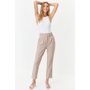 Trendyol Light Brown Carrot Pleated Snap-on Woven Trousers