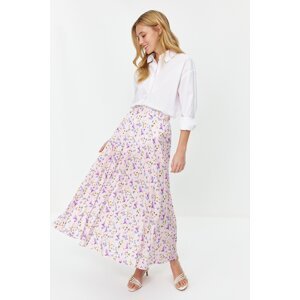 Trendyol prášková sukňa s kvetinovým vzorom, plisovaná a s elastickým pásom