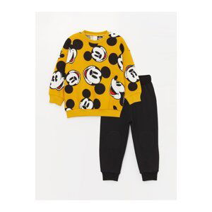 LC Waikiki Crew Neck Mickey Mouse Printed Baby Boy Pants and Sweatshirt Set 2-Pack