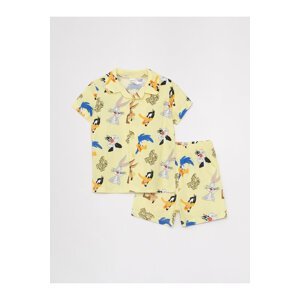 LC Waikiki Shirt Collar Short Sleeve Looney Tones Printed Baby Boy Pajamas Set