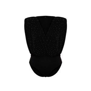 Trendyol Curve Black Stone Detailed Knitted Bodysuit