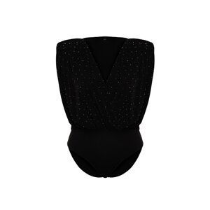 Trendyol Curve Black Stone Detailed Knitted Bodysuit