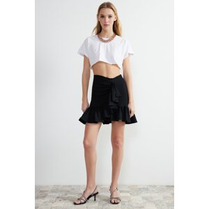 Trendyol Black Frilly Mini Skirt