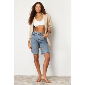 Trendyol Light Blue High Waist Denim Shorts & Bermuda