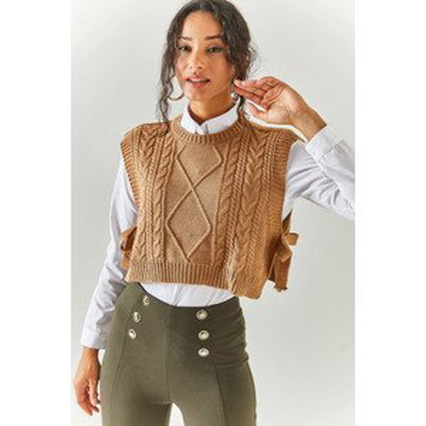 Olalook Women's Biscuit Tie Side Knitwear Sweater