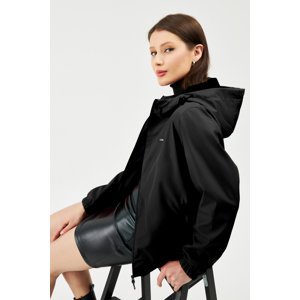 River Club Women's Black Inner Lined Waterproof Hooded Raincoat with Pocket - Windbreaker Jacket