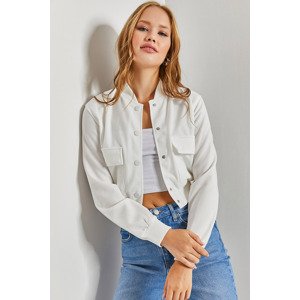 Bianco Lucci Women's Double Pocket Bomber Jacket