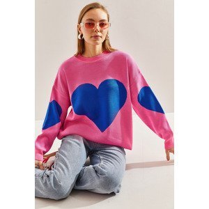Bianco Lucci Women's Heart Printed Knitwear Sweater