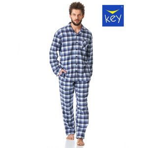 Pyjamas Key MNS 426 B23 L/R Flannel M-2XL Men's Zipper Grey-Checkered