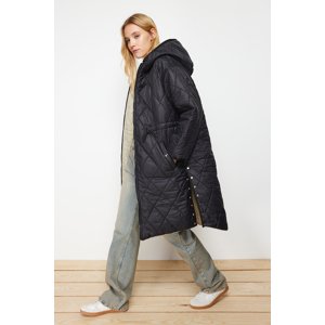 Trendyol Black-Stone Oversize Hooded Coat