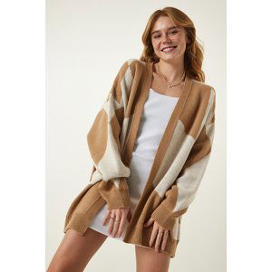 Happiness İstanbul Biscuit Cream Patterned Thick Cardigan Jacket