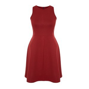 Trendyol Curve Red Stitch Detail Mini Knitted Dress