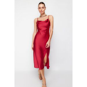 Trendyol Red Lined Woven Satin Evening Dress