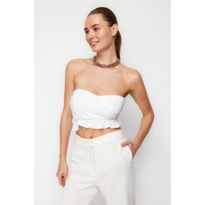 Trendyol Bridal White Crop Frilly Knitted Bustier